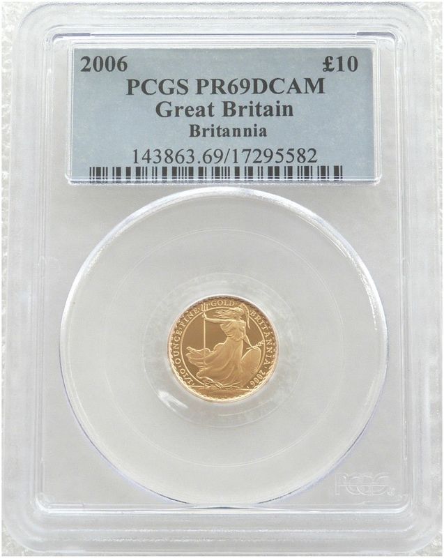 2006 Britannia £10 Gold Proof 1/10oz Coin PCGS PR69 DCAM