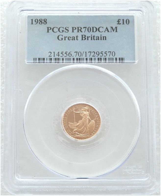 1988 Britannia £10 Gold Proof 1/10oz Coin PCGS PR70 DCAM 1988 Britannia £10 Gold Proof 1/10oz Coin PCGS PR70 DCAM