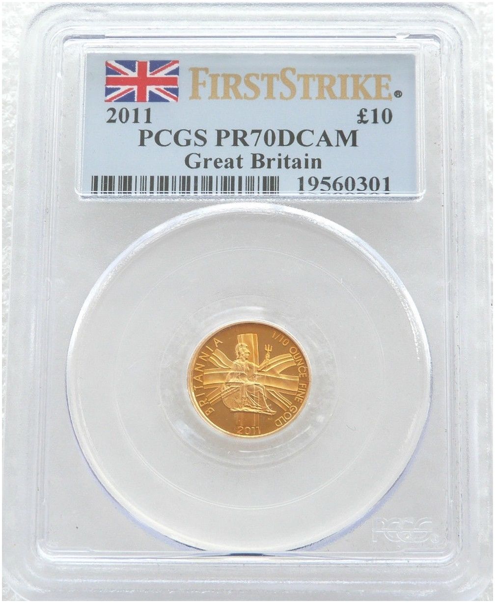 2011 Britannia £10 Gold Proof 1/10oz Coin PCGS PR70 DCAM First Strike 2011 Britannia £10 Gold Proof 1/10oz Coin PCGS PR70 DCAM First Strike