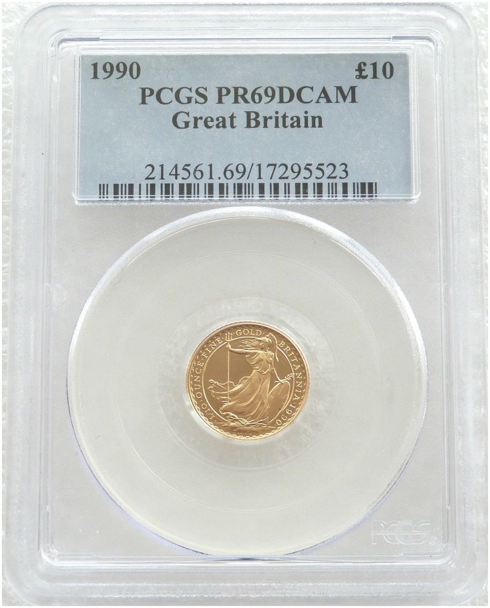 1990 Britannia £10 Gold Proof 1/10oz Coin PCGS PR69 DCAM 1990 Britannia £10 Gold Proof 1/10oz Coin PCGS PR69 DCAM