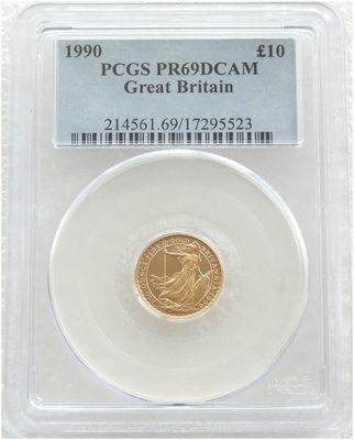 1990 Britannia £10 Gold Proof 1/10oz Coin PCGS PR69 DCAM 1990 Britannia £10 Gold Proof 1/10oz Coin PCGS PR69 DCAM