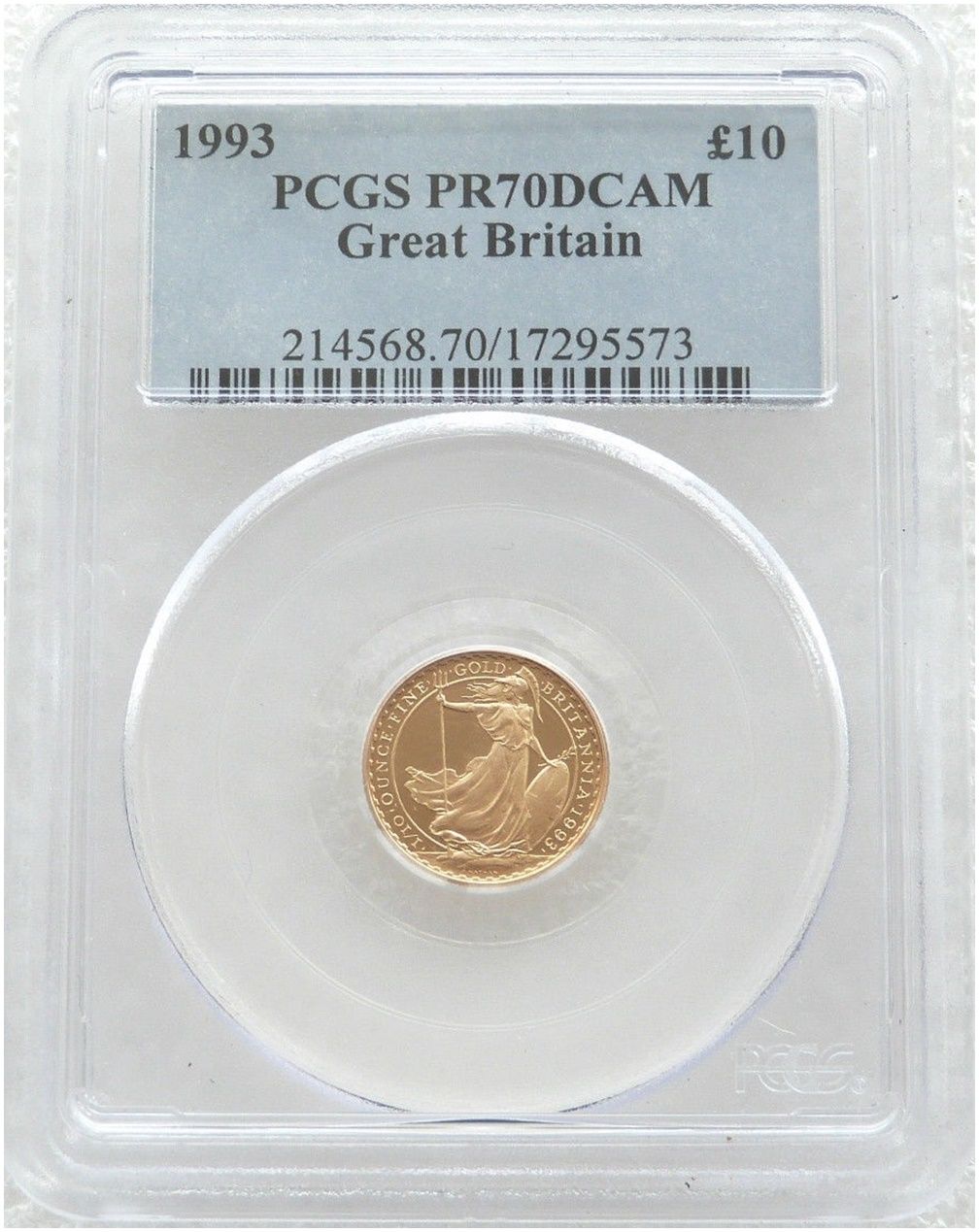 1993 Britannia £10 Gold Proof 1/10oz Coin PCGS PR70 DCAM 1993 Britannia £10 Gold Proof 1/10oz Coin PCGS PR70 DCAM