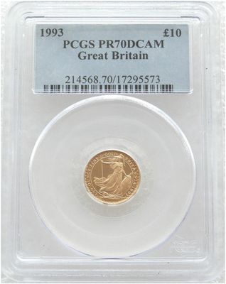 1993 Britannia £10 Gold Proof 1/10oz Coin PCGS PR70 DCAM 1993 Britannia £10 Gold Proof 1/10oz Coin PCGS PR70 DCAM