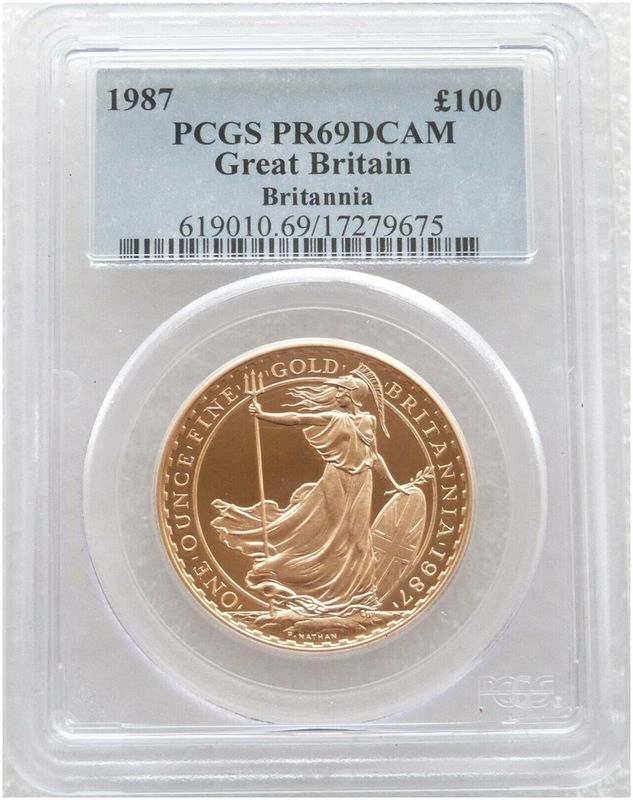 1987 Britannia £100 Gold Proof 1oz Coin PCGS PR69 DCAM