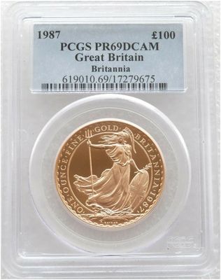 1987 Britannia £100 Gold Proof 1oz Coin PCGS PR69 DCAM
