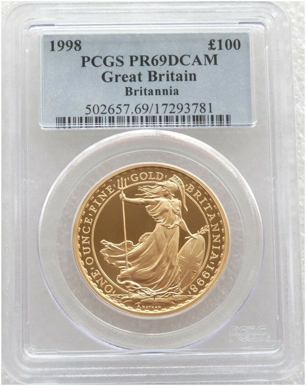 1998 Britannia £100 Gold Proof 1oz Coin PCGS PR69 DCAM - Mintage 750 1998 Britannia £100 Gold Proof 1oz Coin PCGS PR69 DCAM - Mintage 750