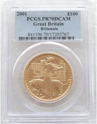 2001 Britannia £100 Gold Proof 1oz Coin PCGS PR70 DCAM - Mintage 1,000