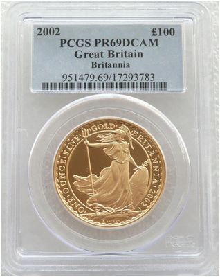 2002 Britannia £100 Gold Proof 1oz Coin PCGS PR69 DCAM - Mintage 945 2002 Britannia £100 Gold Proof 1oz Coin PCGS PR69 DCAM - Mintage 945