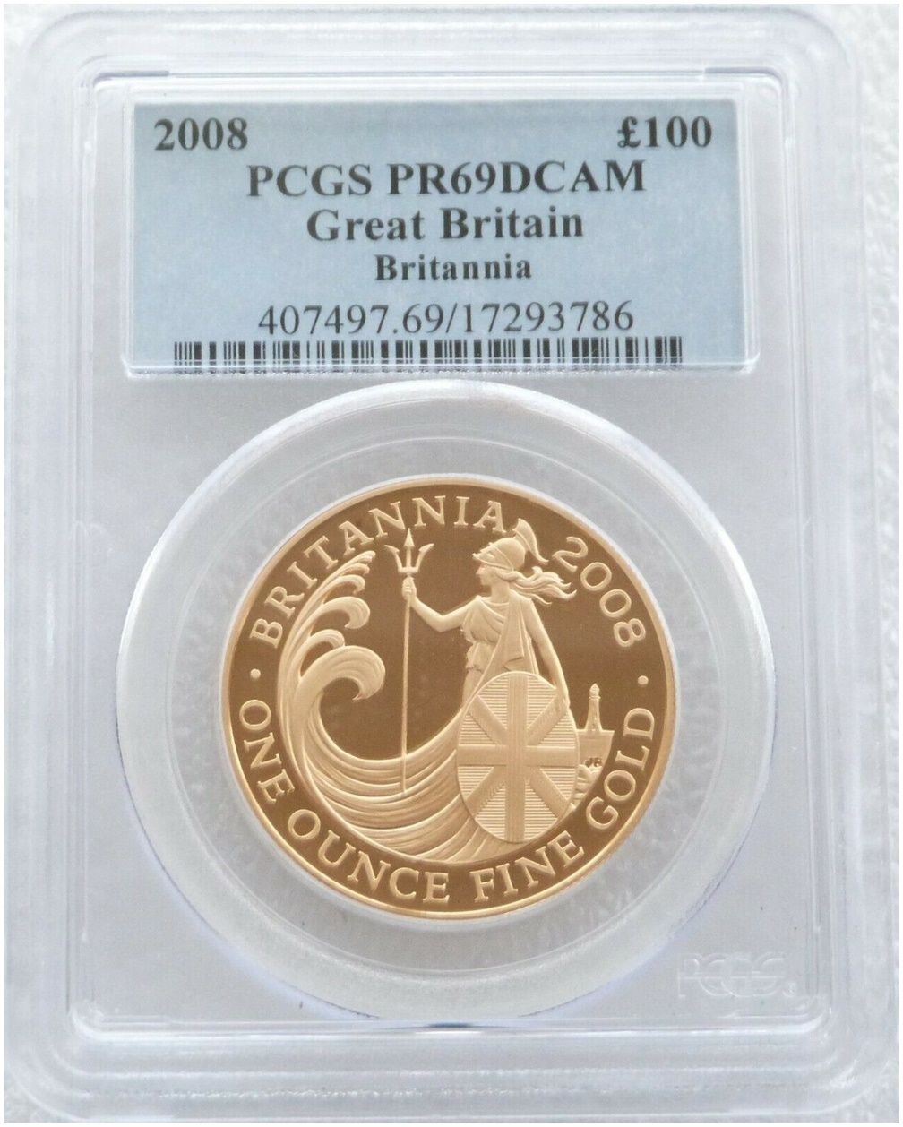 2008 Britannia £100 Gold Proof 1oz Coin PCGS PR69 DCAM - Mintage 1,250 2008 Britannia £100 Gold Proof 1oz Coin PCGS PR69 DCAM - Mintage 1,250