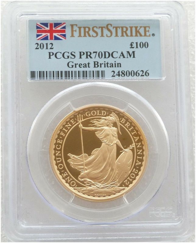 2012 Britannia £100 Gold Proof 1oz Coin PCGS PR70 DCAM First Strike - Mintage 352 2012 Britannia £100 Gold Proof 1oz Coin PCGS PR70 DCAM First Strike - Mintage 352