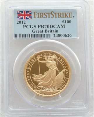 2012 Britannia £100 Gold Proof 1oz Coin PCGS PR70 DCAM First Strike - Mintage 352 2012 Britannia £100 Gold Proof 1oz Coin PCGS PR70 DCAM First Strike - Mintage 352