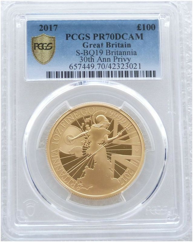 2017 Britannia £100 Gold Proof 1oz Coin PCGS PR70 DCAM - Mintage 264 2017 Britannia £100 Gold Proof 1oz Coin PCGS PR70 DCAM - Mintage 264