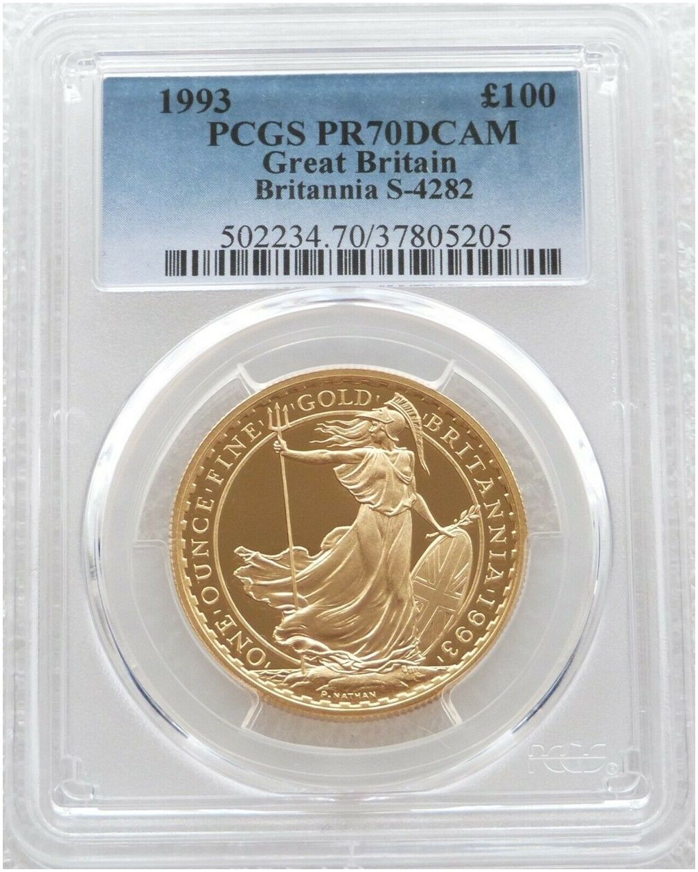 1993 Britannia £100 Gold Proof 1oz Coin PCGS PR70 DCAM - Mintage 462 1993 Britannia £100 Gold Proof 1oz Coin PCGS PR70 DCAM - Mintage 462