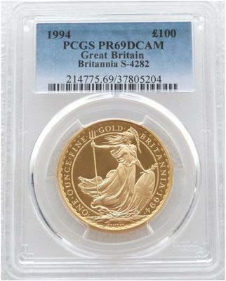 1994 Britannia £100 Gold Proof 1oz Coin PCGS PR69 DCAM - Mintage 435 1994 Britannia £100 Gold Proof 1oz Coin PCGS PR69 DCAM - Mintage 435