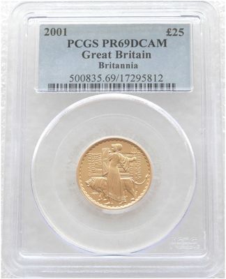 2001 Britannia £25 Gold Proof 1/4oz Coin PCGS PR69 DCAM