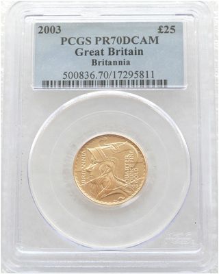 2003 Britannia £25 Gold Proof 1/4oz Coin PCGS PR70 DCAM