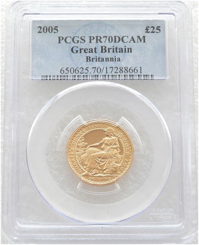 2005 Britannia £25 Gold Proof 1/4oz Coin PCGS PR70 DCAM