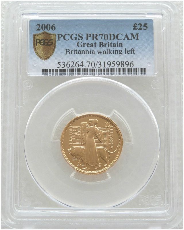 2006 Britannia £25 Gold Proof 1/4oz Coin PCGS PR70 DCAM - Mintage 250