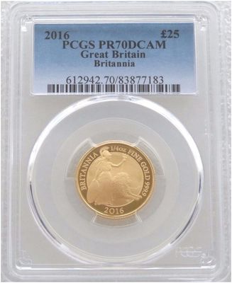 2016 Britannia £25 Gold Proof 1/4oz Coin PCGS PR70 DCAM 2016 Britannia £25 Gold Proof 1/4oz Coin PCGS PR70 DCAM