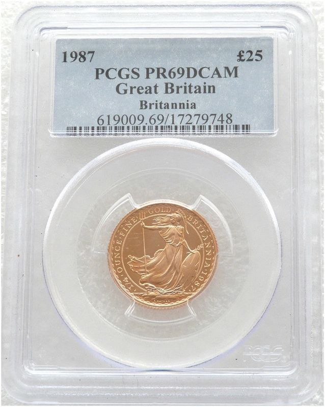 1987 Britannia £25 Gold Proof 1/4oz Coin PCGS PR69 DCAM 1987 Britannia £25 Gold Proof 1/4oz Coin PCGS PR69 DCAM