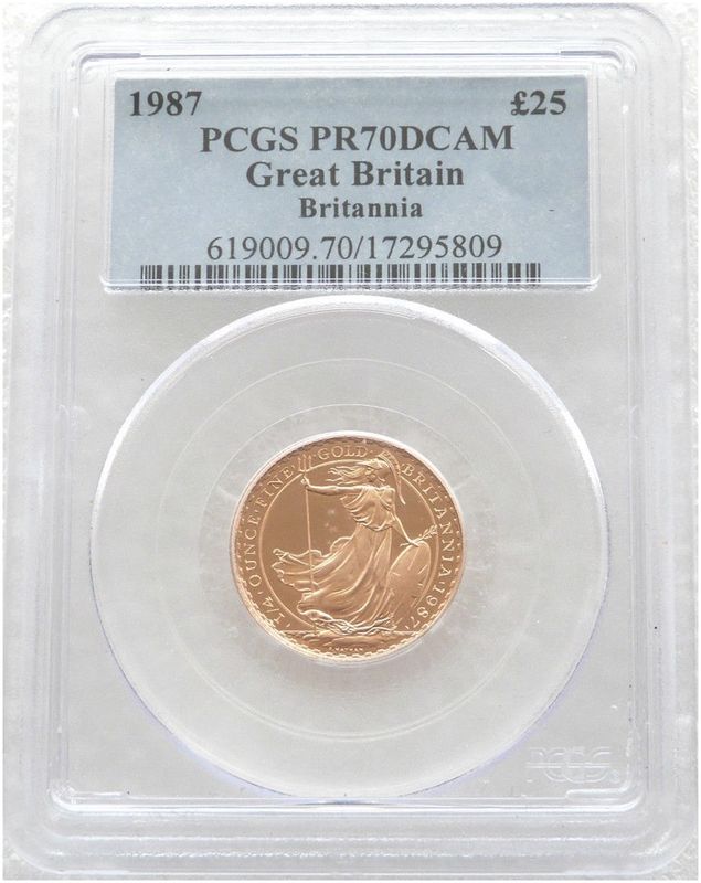 1987 Britannia £25 Gold Proof 1/4oz Coin PCGS PR70 DCAM 1987 Britannia £25 Gold Proof 1/4oz Coin PCGS PR70 DCAM