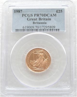 1987 Britannia £25 Gold Proof 1/4oz Coin PCGS PR70 DCAM 1987 Britannia £25 Gold Proof 1/4oz Coin PCGS PR70 DCAM