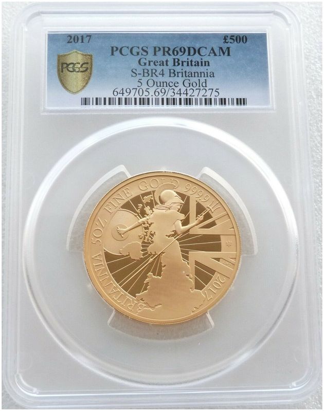 2017 Britannia £500 Gold Proof 5oz Coin PCGS PR69 DCAM - Mintage 62 2017 Britannia £500 Gold Proof 5oz Coin PCGS PR69 DCAM - Mintage 62