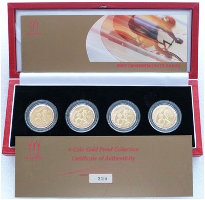 2002 Commonwealth Games £2 Gold Proof 4 Coin Set Box Coa 2002 Commonwealth Games £2 Gold Proof 4 Coin Set Box Coa