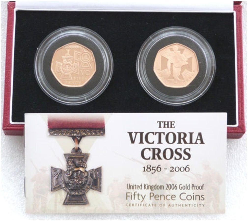 2006 Victoria Cross 50p Gold Proof 2 Coin Set Box Coa 2006 Victoria Cross 50p Gold Proof 2 Coin Set Box Coa