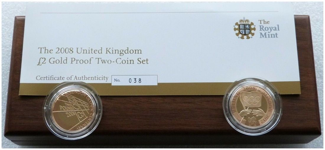2008 Olympic Games Handover Centenary £2 Gold Proof 2 Coin Set Box Coa 2008 Olympic Games Handover Centenary £2 Gold Proof 2 Coin Set Box Coa