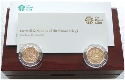 2017 - 2016 Farewell and Nations of the Crown £1 Gold Proof 2 Coin Set Box Coa - Mintage 100 2017 - 2016 Farewell and Nations of the Crown £1 Gold Proof 2 Coin Set Box Coa - Mintage 100