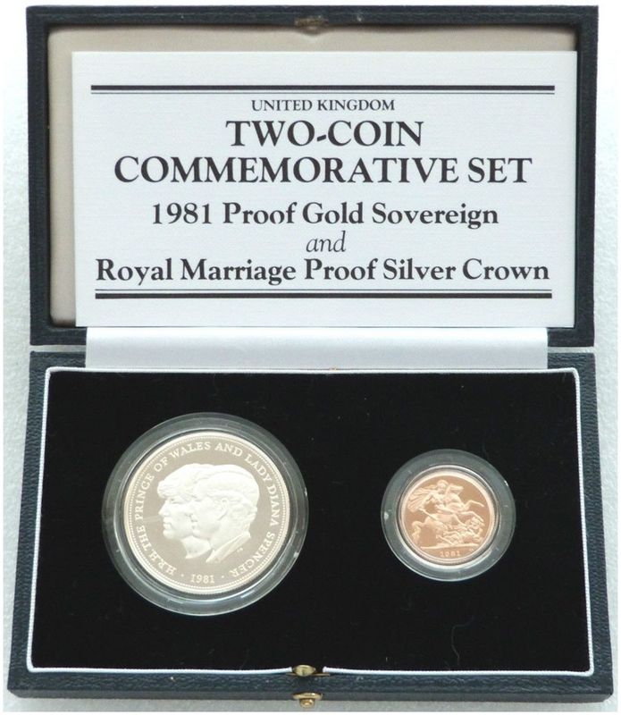1981 Royal Wedding Full Sovereign Gold Proof 25p Silver Proof Crown 2 Coin Set Box Coa 1981 Royal Wedding Full Sovereign Gold Proof 25p Silver Proof Crown 2 Coin Set Box Coa