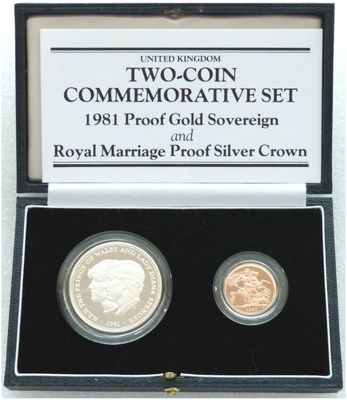 1981 Royal Wedding Full Sovereign Gold Proof 25p Silver Proof Crown 2 Coin Set Box Coa 1981 Royal Wedding Full Sovereign Gold Proof 25p Silver Proof Crown 2 Coin Set Box Coa