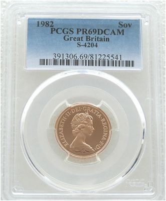 1982 St George and the Dragon Full Sovereign Gold Proof Coin PCGS PR69 DCAM