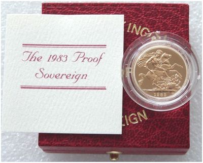 1983 St George and the Dragon Full Sovereign Gold Proof Coin Box Coa