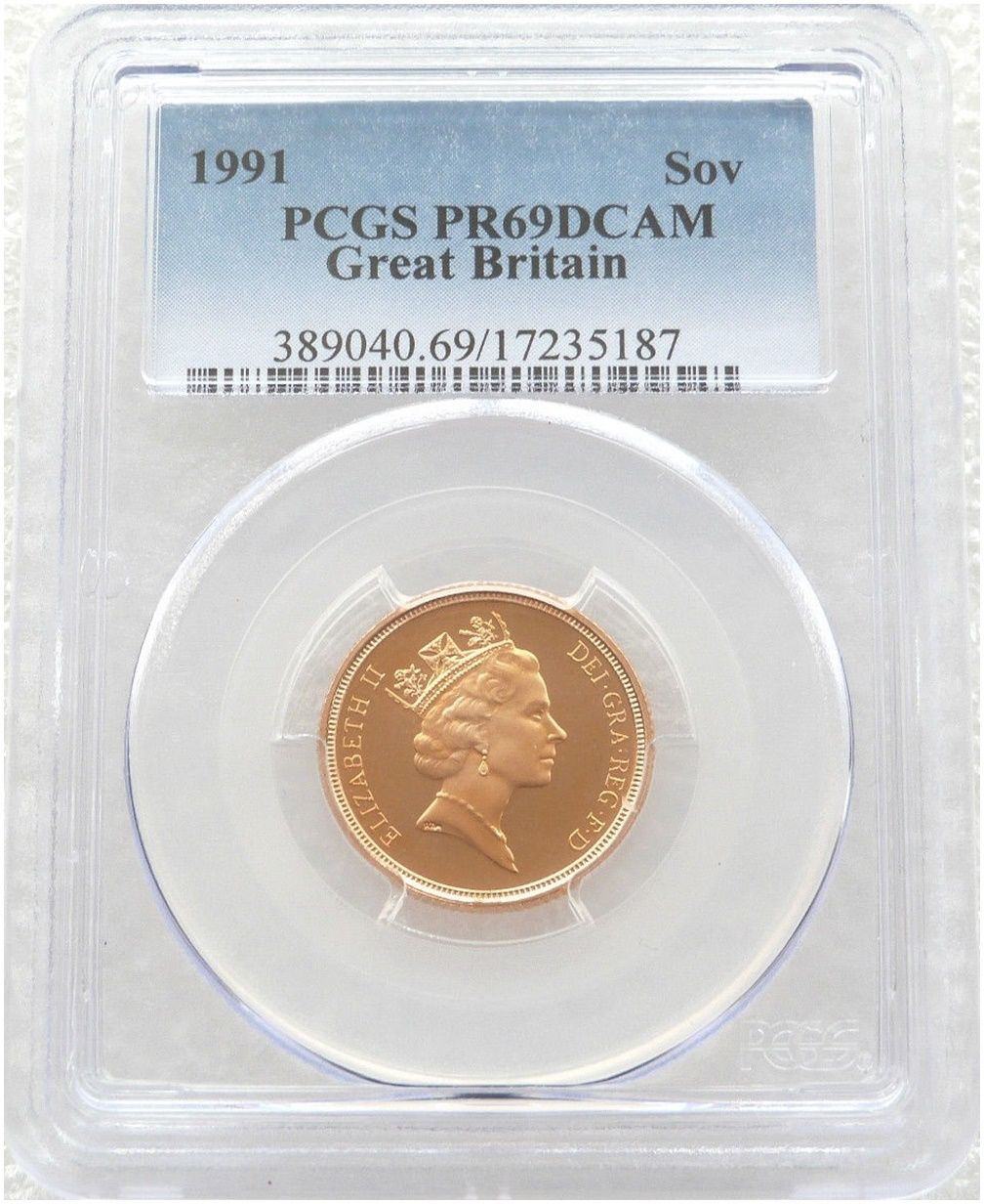 1991 St George and the Dragon Full Sovereign Gold Proof Coin PCGS PR69 DCAM