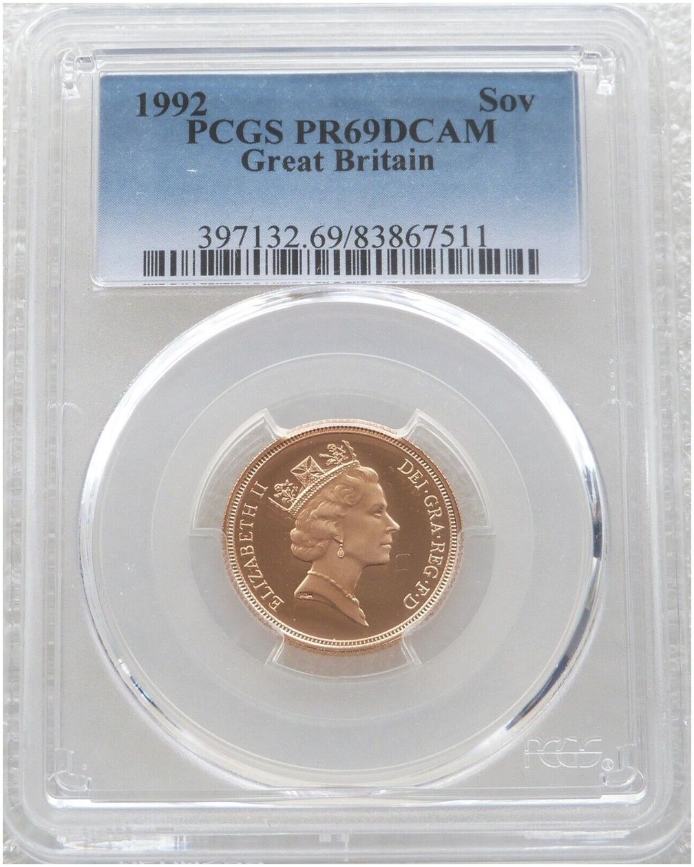 1992 St George and the Dragon Full Sovereign Gold Proof Coin PCGS PR69 DCAM