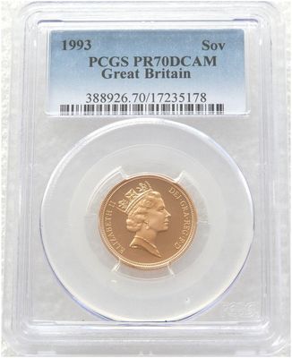 1993 St George and the Dragon Full Sovereign Gold Proof Coin PCGS PR70 DCAM