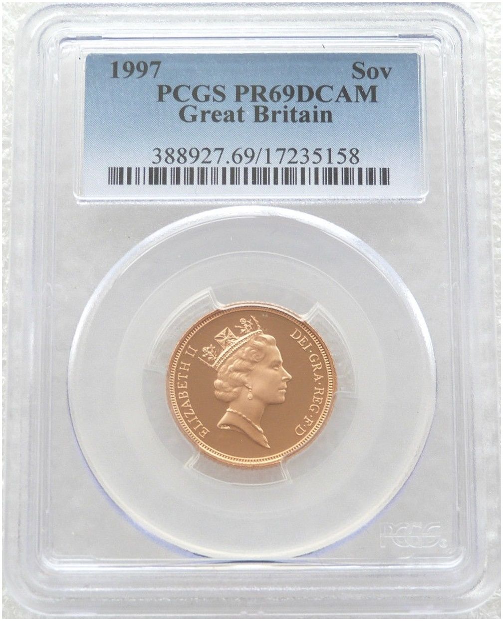 1997 St George and the Dragon Full Sovereign Gold Proof Coin PCGS PR69 DCAM