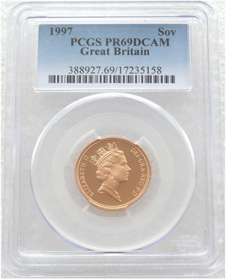 1997 St George and the Dragon Full Sovereign Gold Proof Coin PCGS PR69 DCAM