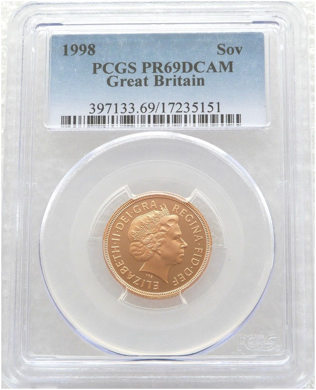 1998 St George and the Dragon Full Sovereign Gold Proof Coin PCGS PR69 DCAM
