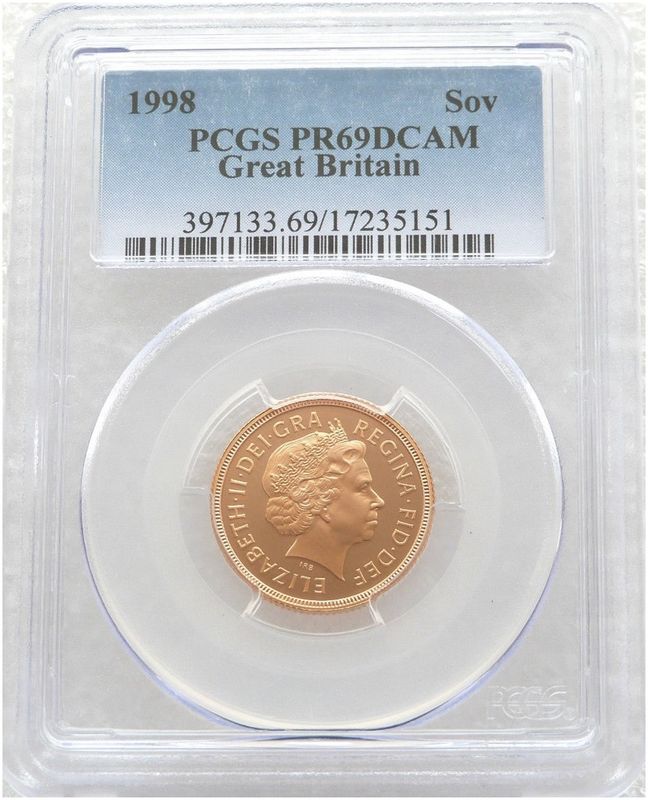 1998 St George and the Dragon Full Sovereign Gold Proof Coin PCGS PR69 DCAM 1998 St George and the Dragon Full Sovereign Gold Proof Coin PCGS PR69 DCAM