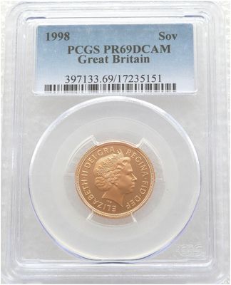 1998 St George and the Dragon Full Sovereign Gold Proof Coin PCGS PR69 DCAM
