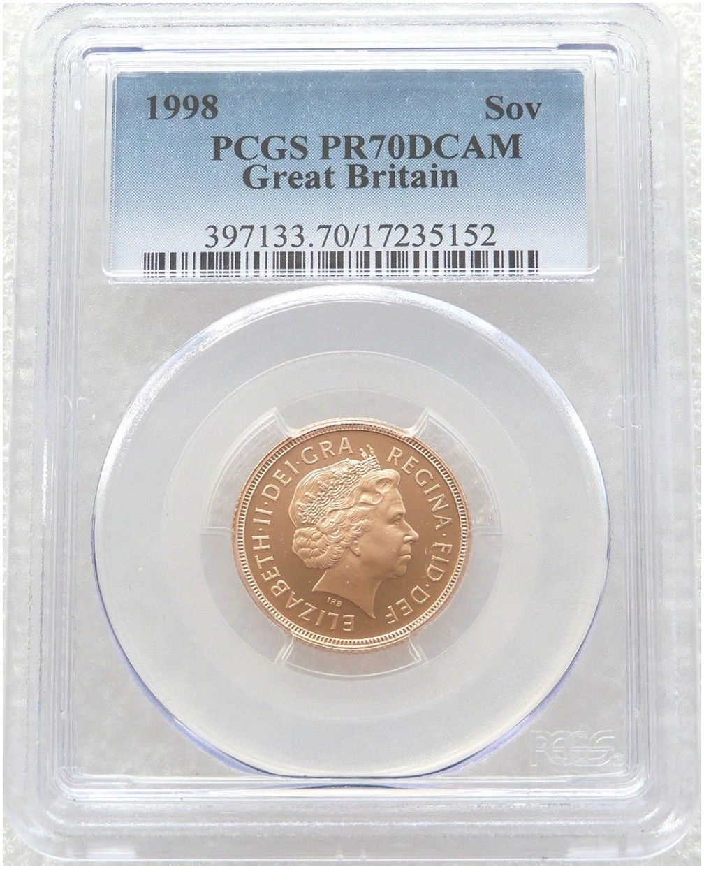 1998 St George and the Dragon Full Sovereign Gold Proof Coin PCGS PR70 DCAM 1998 St George and the Dragon Full Sovereign Gold Proof Coin PCGS PR70 DCAM