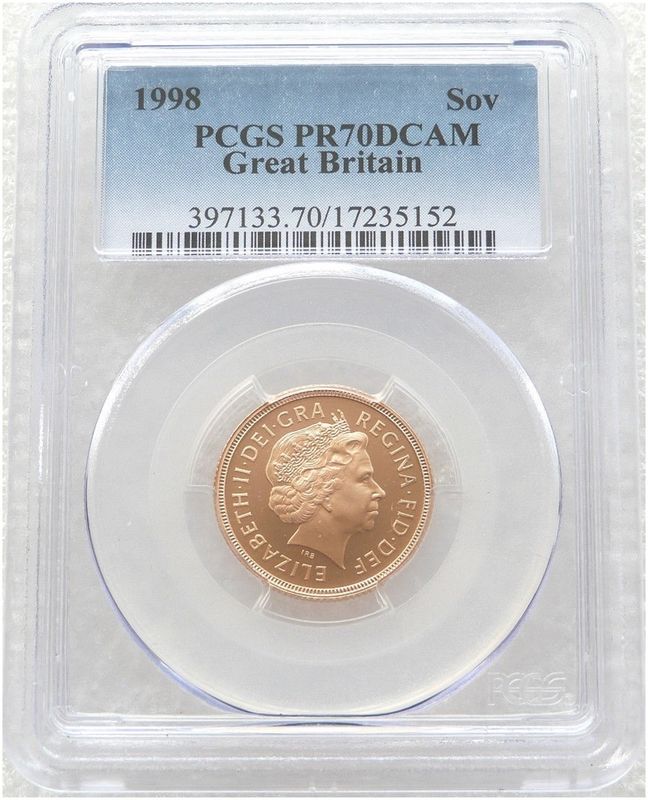 1998 St George and the Dragon Full Sovereign Gold Proof Coin PCGS PR70 DCAM 1998 St George and the Dragon Full Sovereign Gold Proof Coin PCGS PR70 DCAM