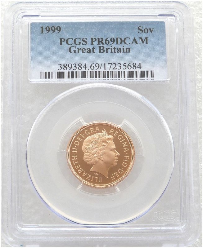 1999 St George and the Dragon Full Sovereign Gold Proof Coin PCGS PR69 DCAM