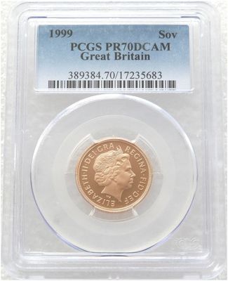 1999 St George and the Dragon Full Sovereign Gold Proof Coin PCGS PR70 DCAM 1999 St George and the Dragon Full Sovereign Gold Proof Coin PCGS PR70 DCAM