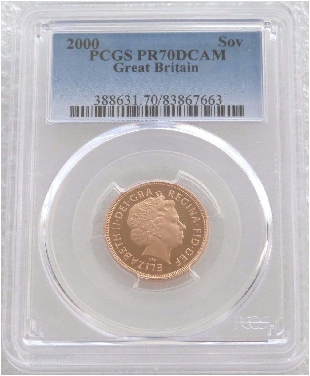 2000 St George and the Dragon Full Sovereign Gold Proof Coin PCGS PR70 DCAM 2000 St George and the Dragon Full Sovereign Gold Proof Coin PCGS PR70 DCAM