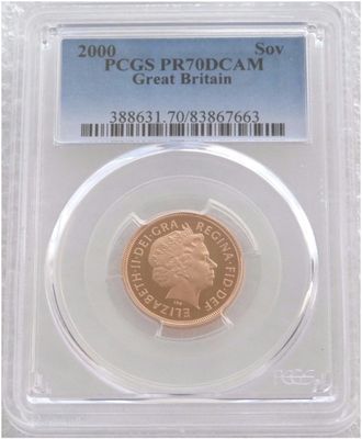 2000 St George and the Dragon Full Sovereign Gold Proof Coin PCGS PR70 DCAM 2000 St George and the Dragon Full Sovereign Gold Proof Coin PCGS PR70 DCAM