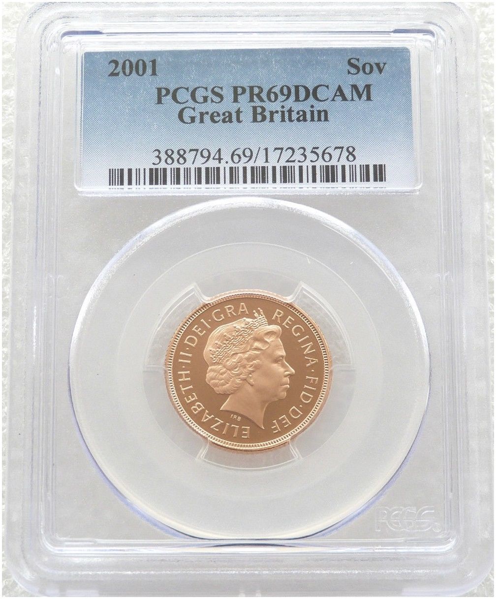 2001 St George and the Dragon Full Sovereign Gold Proof Coin PCGS PR69 DCAM